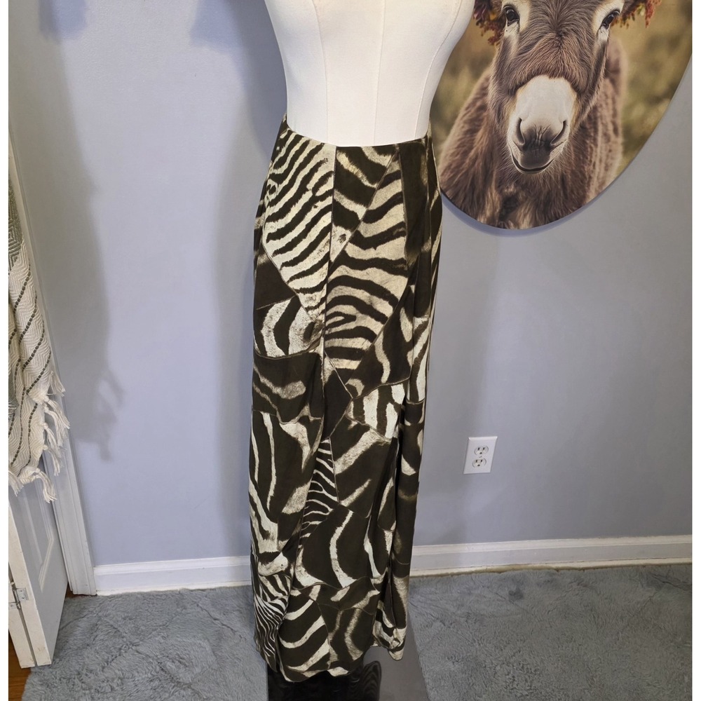 Ralph Lauren Purple Label Liliosa Zebra Print Linen Voile Skirt Size 0 Maxi